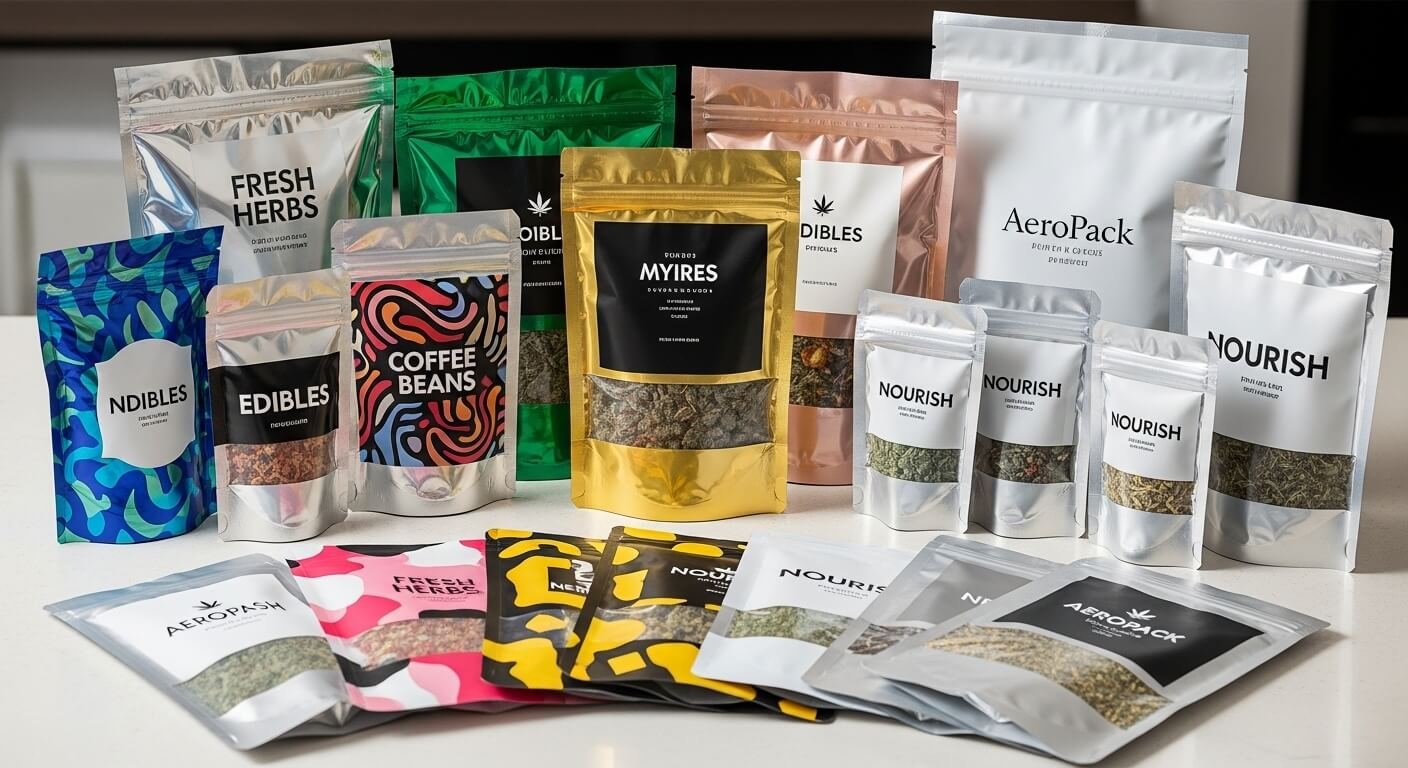 Mylar bag size comparison chart illustration