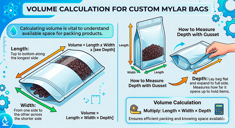 Display of various professional Mylar bags